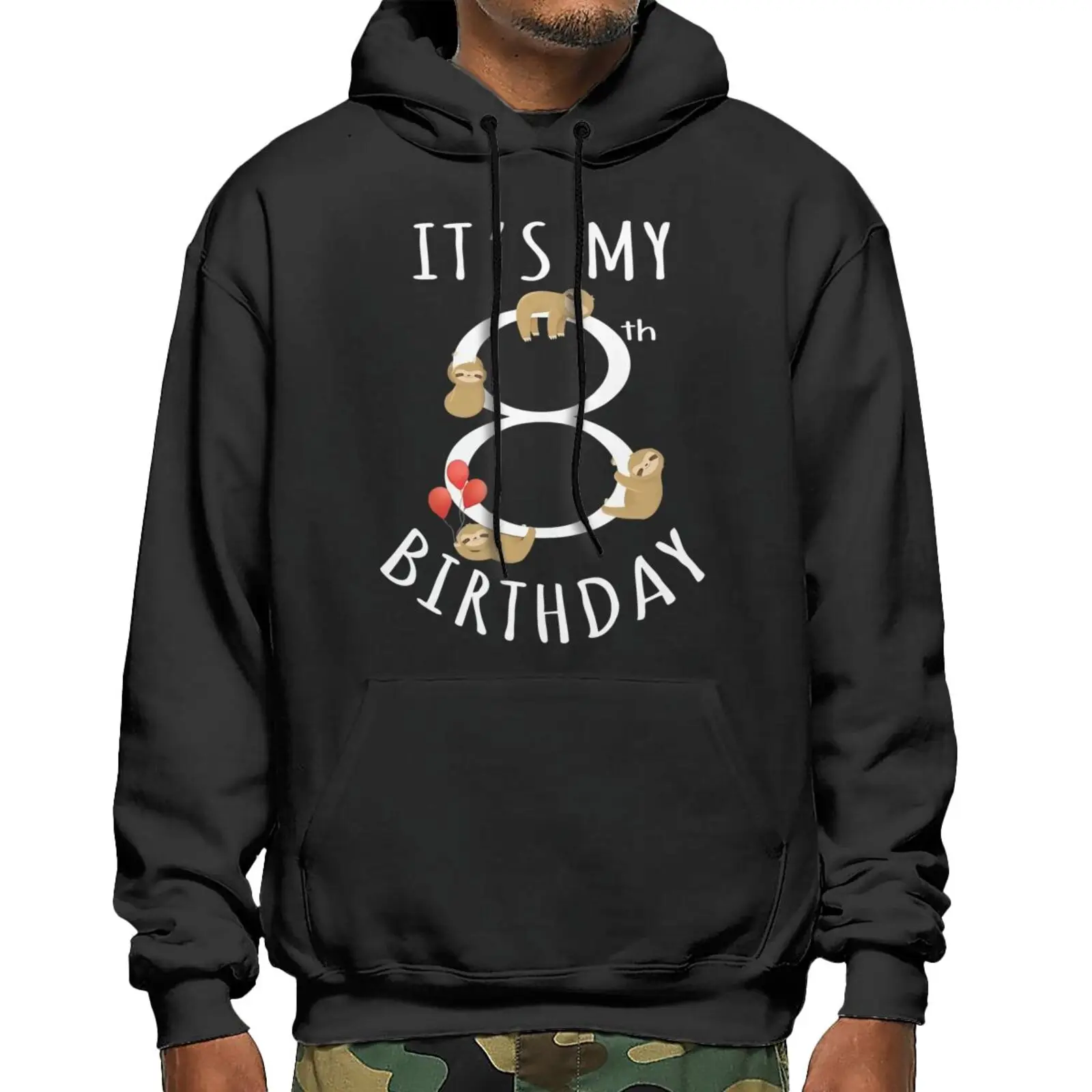 

Its My 8Th Birthday Sloth 8 Sweatshirts Hoodies Hood Sweatshirt With Zipper Clothes For Teenagers Hood Men's Hoodie Sweatshirt