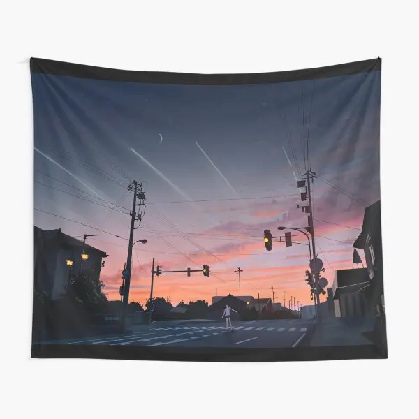 

Anime Urban Sky Tapestry Mat Blanket Decoration Printed Living Wall Bedspread Home Hanging Art Yoga Room Decor Colored