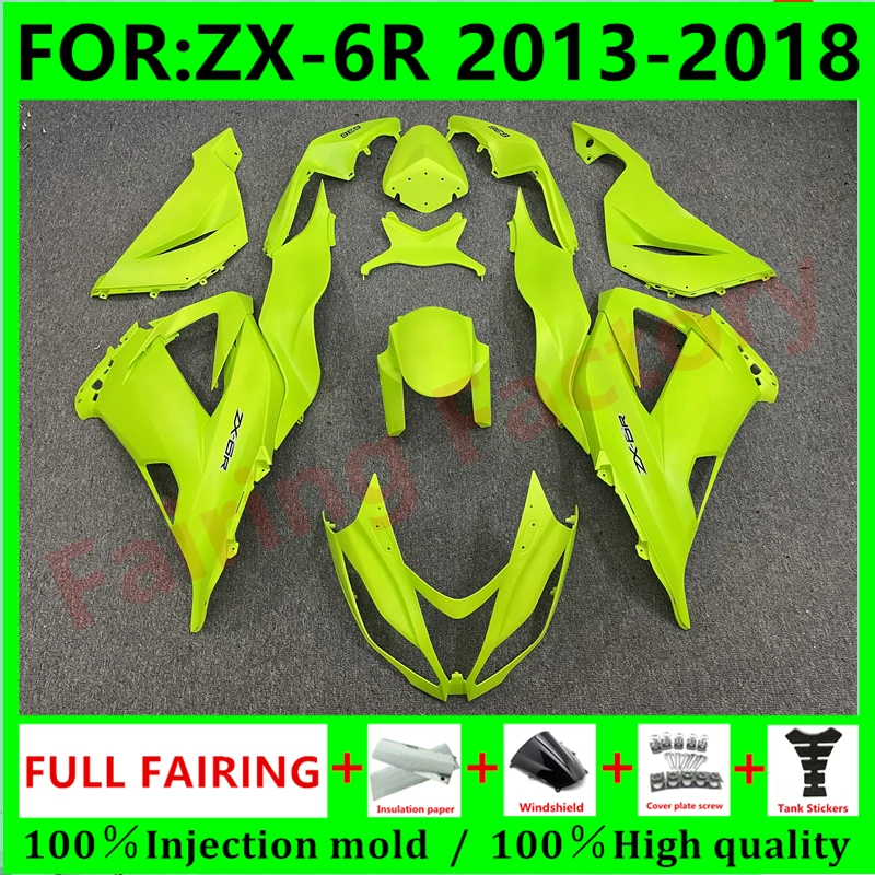 

Motorcycle Fairings Kit fit for Ninja ZX-6R 2013 2014 2015 2016 2017 2018 ZX6R zx 6r 636 full fairing tank cover kits set yellow