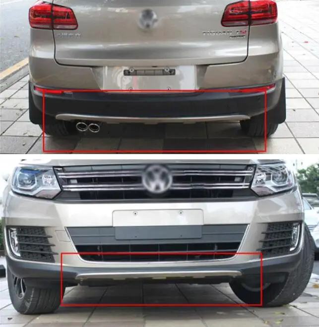 

2PCS Front & Rear Bumper Diffuser Protector Guard Skid Plate Cover For Volkswagen VW Tiguan 2013 2014 2015 2016