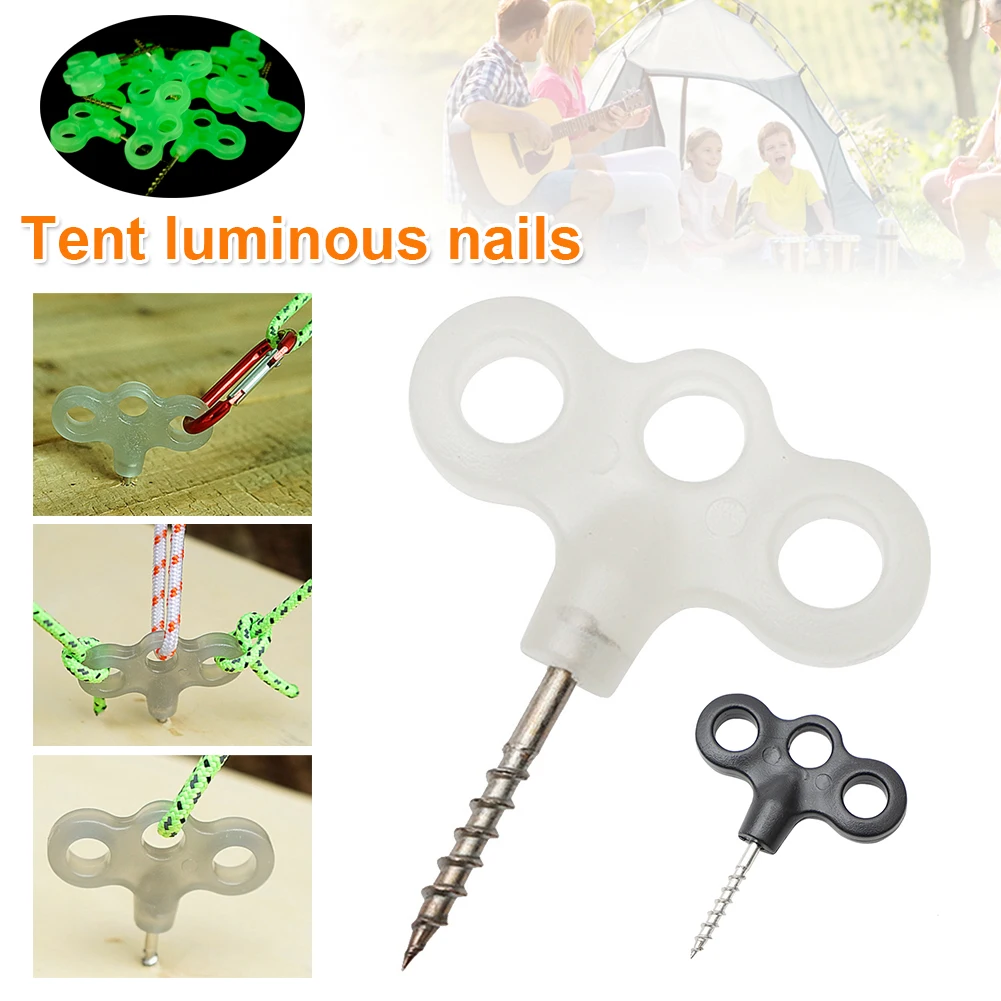 

1/4pcs Hiking Camping Ground Pin Tent Nail Luminous Pegs Screw Spike Hook Rope Buckle Travel Outdoor Equipment Accessories