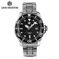 san martin men watch 44mm pt5000 sw200 date diver automatic mechanical watches waterproof luminous sapphire 20bar reloj sn0009