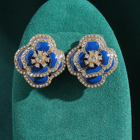 LOVE GREEN LIVE GREEN Серьги-гвоздики винтажные синие с камнями