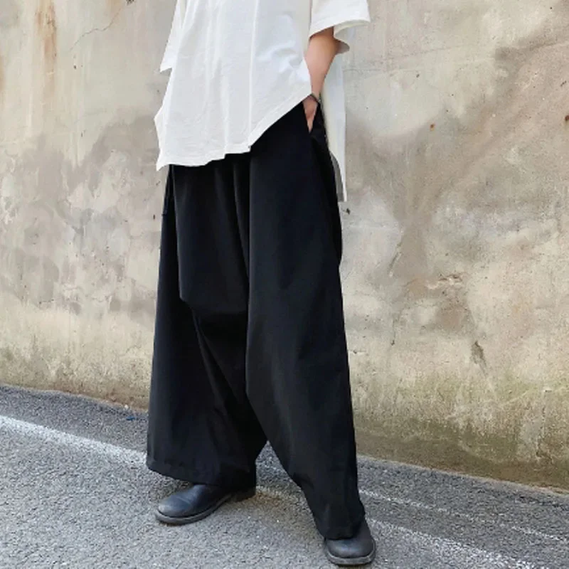 Homens estilo японское кимоно дизайн классическое повседневное preto cruz calças masculinas