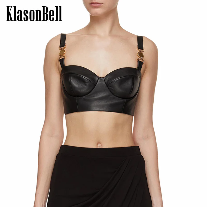 10 26 KlasonBell роскошный комплект из топа на молнии натуральной овечьей кожи с тонкими
