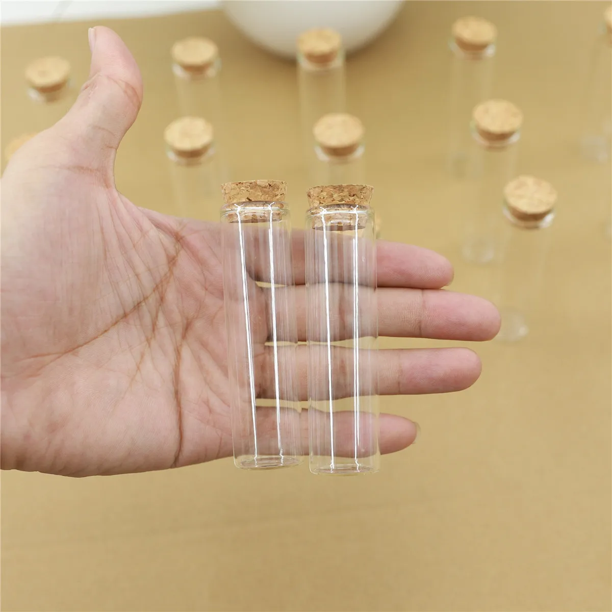 50 pcs/lot Diameter 22mm Dragees Glass Bottle Glass Jars Test Tube Stopper Container Small DIY Crafts Tiny Bottle