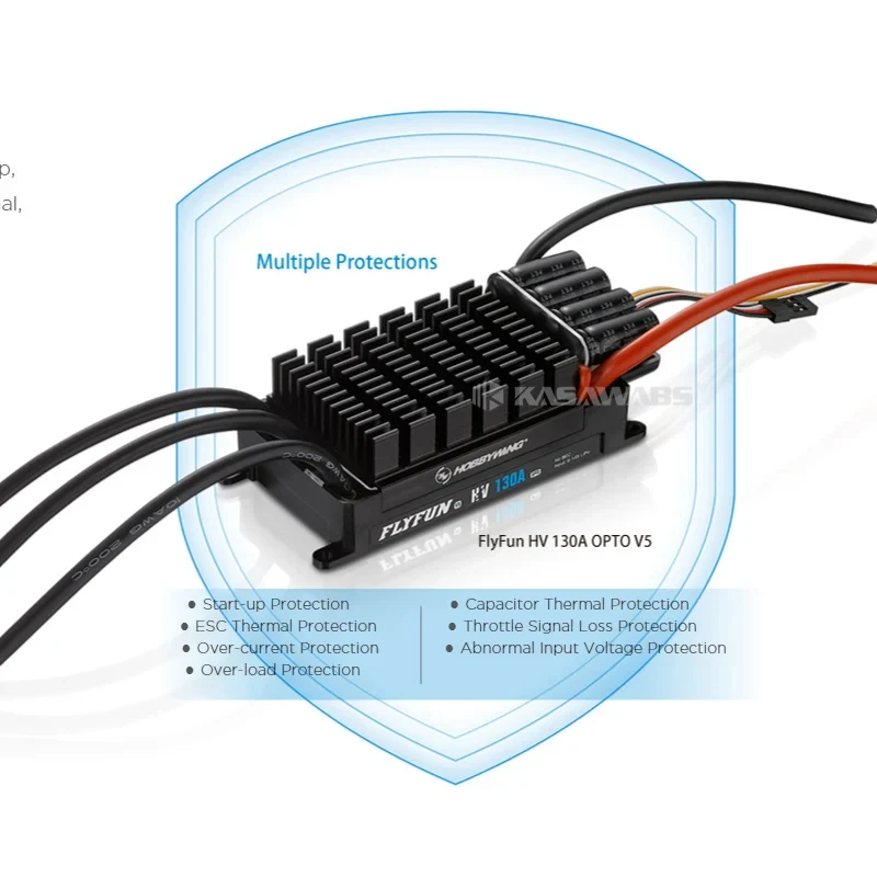 Фото Бесколлекторный регулятор скорости Hobbywing FlyFun V5 40A 60A 80A 110A 120A 130A с плавным пуском, реверсом, тормозом, высокой мощностью и технологией BEC DEO №4