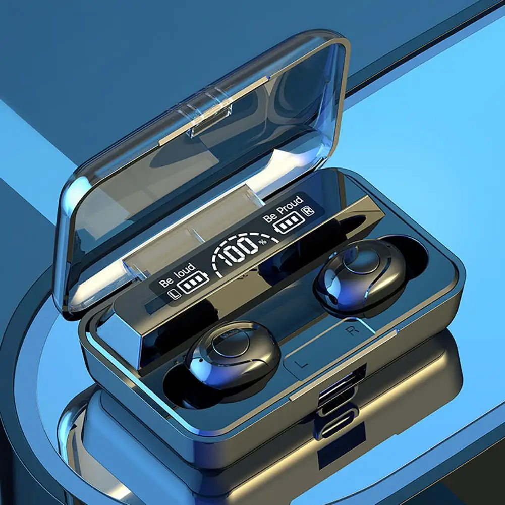 

F9 Bluetooth-compatible Earphone Ergonomic Digital Display In-ear Button/Touch Control Wireless Earbud for Music