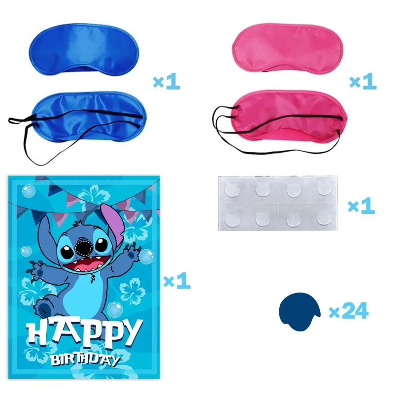 Фото Pin The Nose On The Stitch вечерние игры плакаты наклейки Disney Stitch вечерние украшения детский душ пользу наборы на день рождения подарок №2