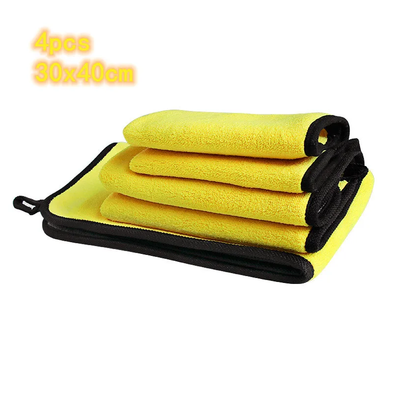 Car Wash Cloth Microfiber Towel For Car Detailing Cleaning  Cloth Yellow 4 PCS 30x30cm 30x40cm