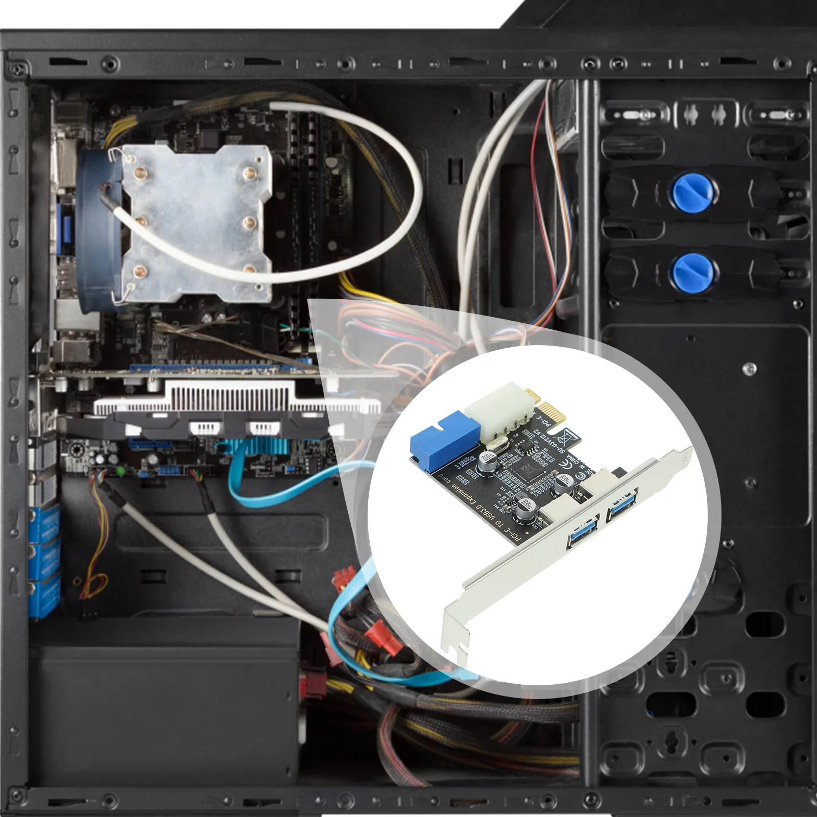 

Expansion Cards Internal USB Hub Computer Add & Controller Panels 30 PCI-E Adapter Express 2 Port