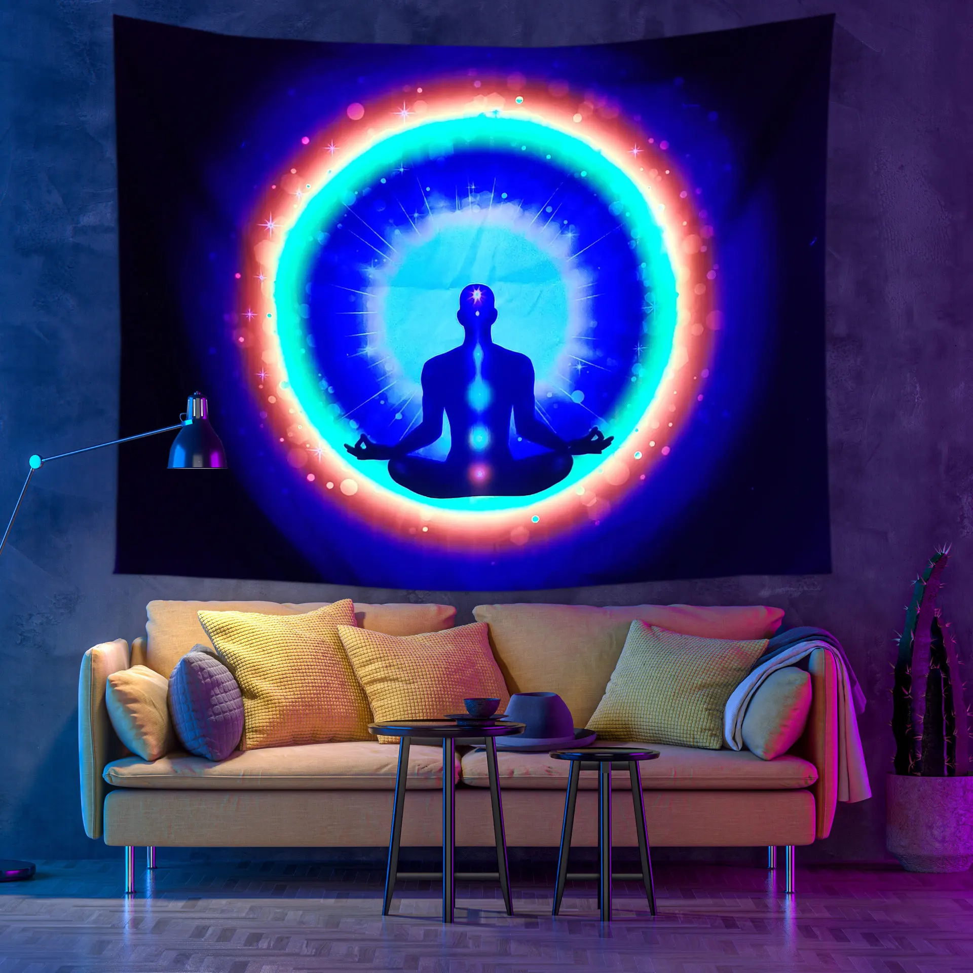 

Флуоресцентный гобелен Будда Лев