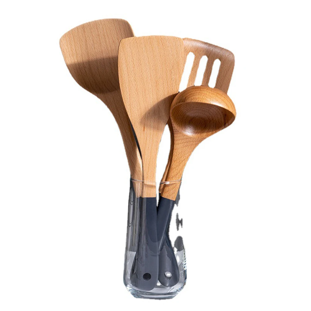 

Wooden Kitchen Tableware Non-Scratch Beech Cooking Spatula Spoon with Long Handle Kitchen Utensils Cooking Tools