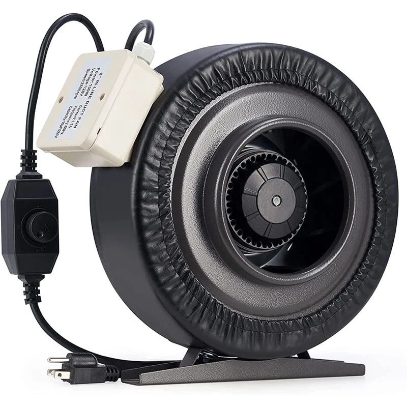 

6 Inch Duct Fan,440Cfm Exhaust Fan With Variable Speed Controller,For Heating Cooling Of Grow Tents Paint US Plug