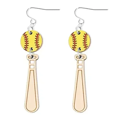 Деревянные бейсбольные Спортивные Повседневные индивидуальные серьги для