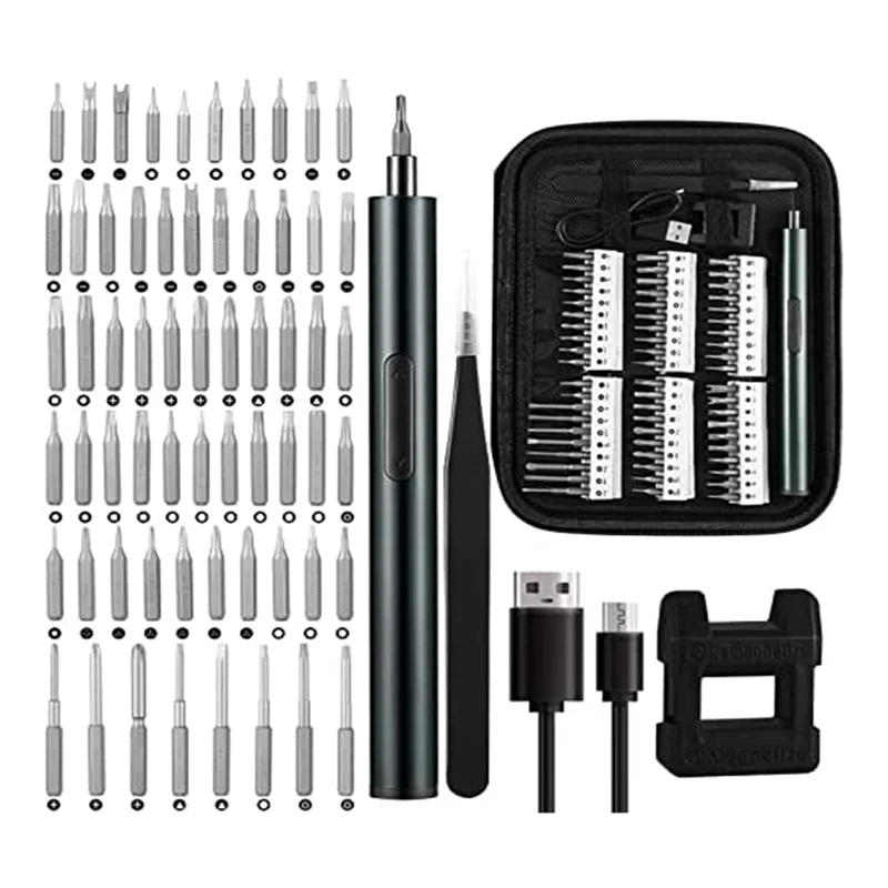 

Mini Electric Screwdriver Cordless Rechargeable Portable Small Power Precision Screwdriver Set with 60 Precision Bits