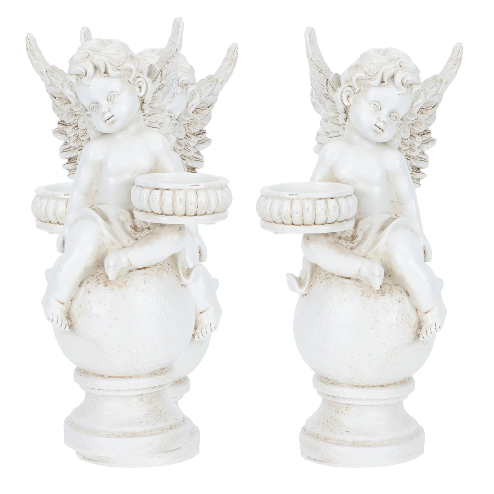 

2Pcs Household Candleholder Artware Angel Shaped Candlestick Adornment for Home