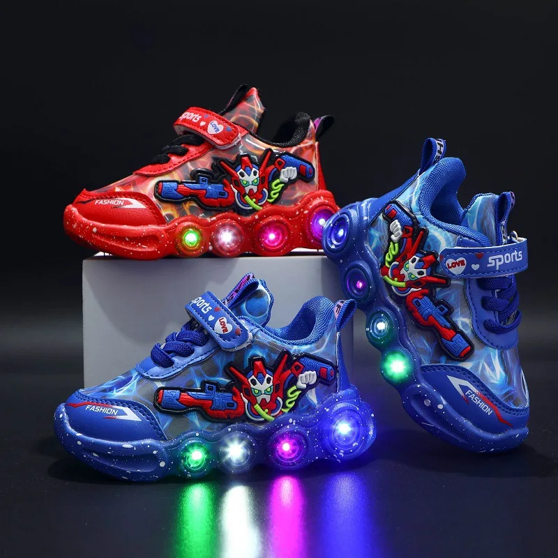 New Cartoon Fashion First Walkers Glowing LED Lighted Infant Tenis Cool Glowing Toddlers Classic Baby Boys Sneakers Shoes