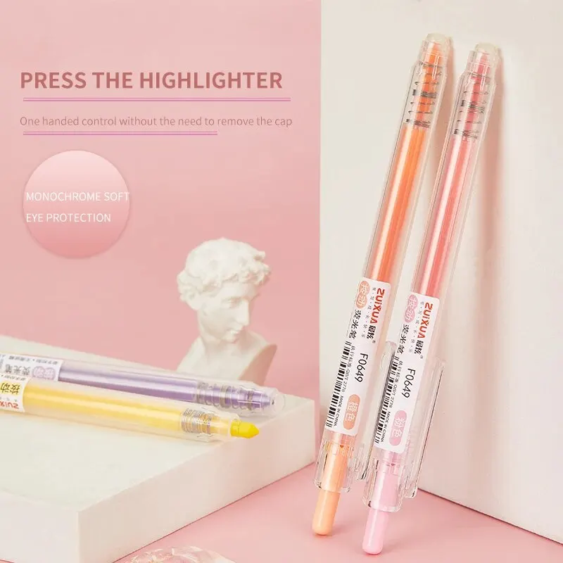 Набор Флуоресцентных Хайлайтеров ZUI XUA 6 Цветов Школьные И Офисные Маркеры Защита