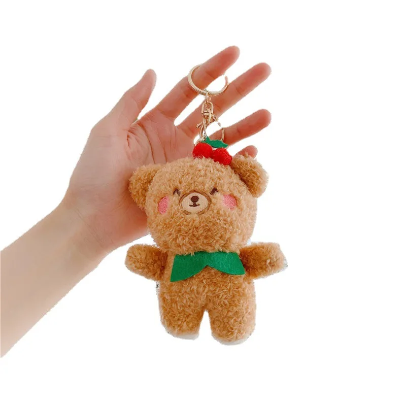 

12cm Kawaii Cartoon Animal Teddy Bear Strawberry Rabbit Bunny Plush Stuffed Doll Soft Pendant Key Chains for Schoolbag