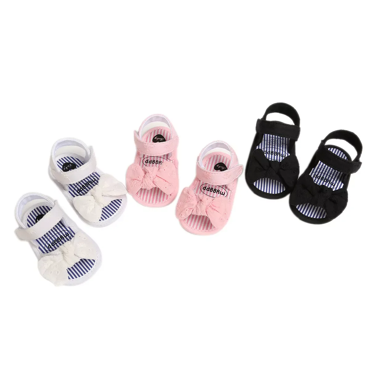 Girls Summer Open Toe Non-Slip Soft Sole Flat Princess Sandals with Bowknot 0-18M
