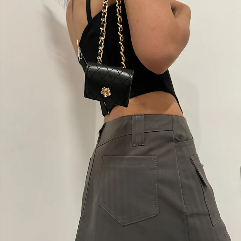 Элегантный Мини-ремень С Камелией Женский Модный Универсальный Кошелек Из