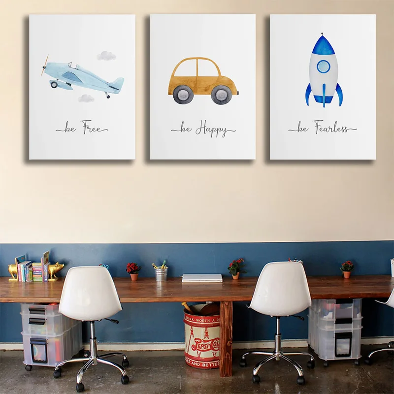 

Airplane Car Inspiring Quote Child Poster Nursery Canvas Print Wall Art Painting Nordic Room Decor Kids Decoration Picture Baby