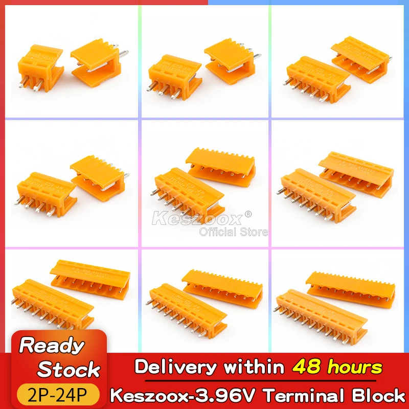 

Tcenofoxy 3.96mm Orange Phoenix Connector Terminal 2/3/4/5/6/7/8/9/10/12/16/18/20/24Pin Block PCB Screw Plug Header Socket