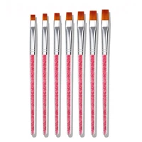 7 pcsset rhinestone nail drawing pen for manicure design fashion pink nylon nails art brush tools for diy decoration