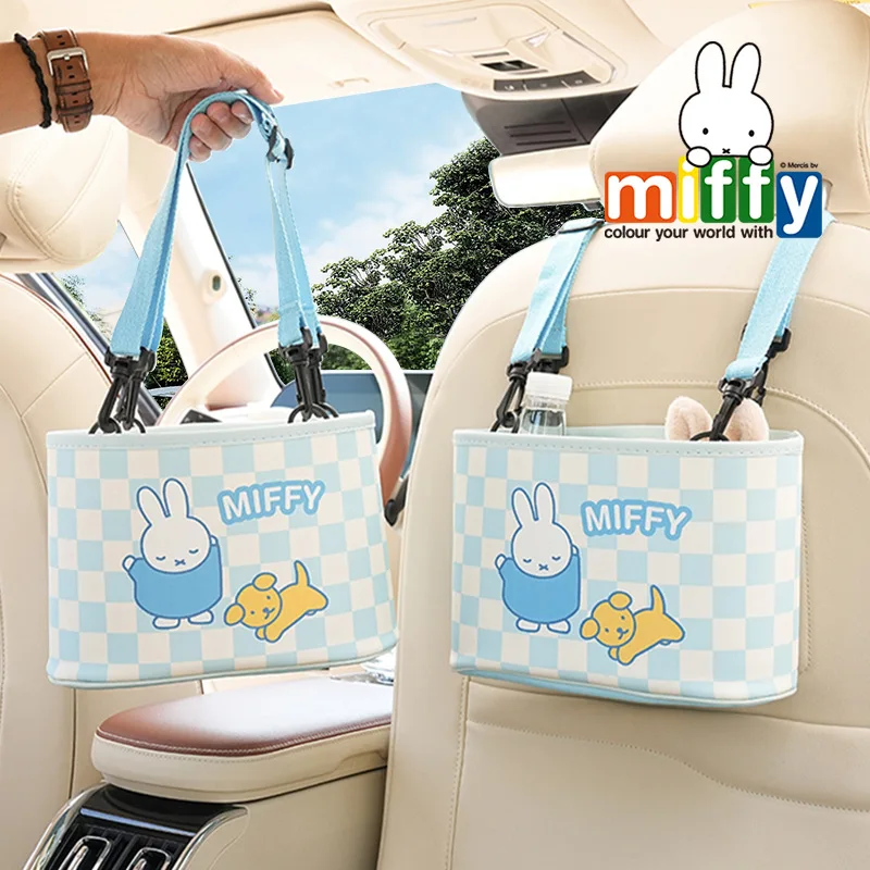 Фото Мультяшный автомобильный стул Miffy, ящик для хранения спинки, креативный многофункциональный ящик для хранения мусора, подвесной мультяшный мусорный бак, Рождественский подарок №1