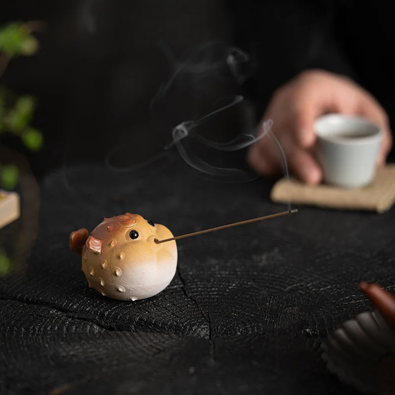 

Puffer Tea Ornaments Incense Holder Decoration Tea Tray Tea Table Cover Ceramic Teaware Accessories Tea Carve Tea Pet
