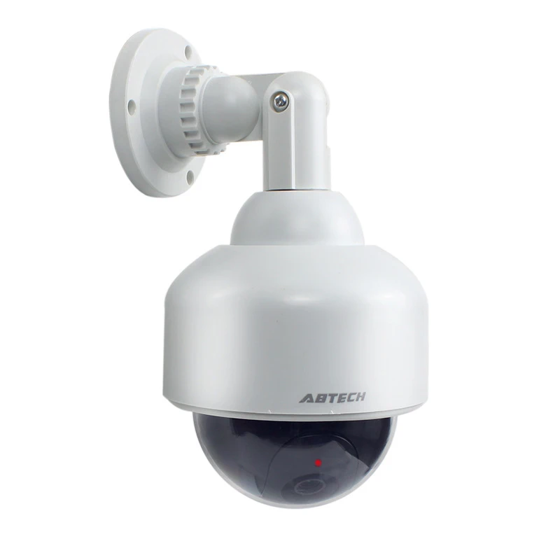 Dummy Fake Security Dome Camera with 1 Flashing Red LED Light CCTV Surveillance System, Indoor Outdoor Use
