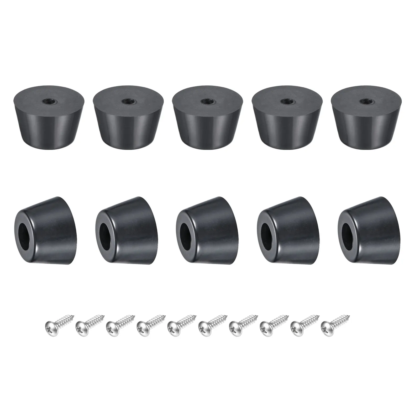 

Uxcell Rubber Bumper Feet, 0.59" H x 0.98" W Round Pads with Stainless Steel Washer and Screws for Furniture 10 Pcs