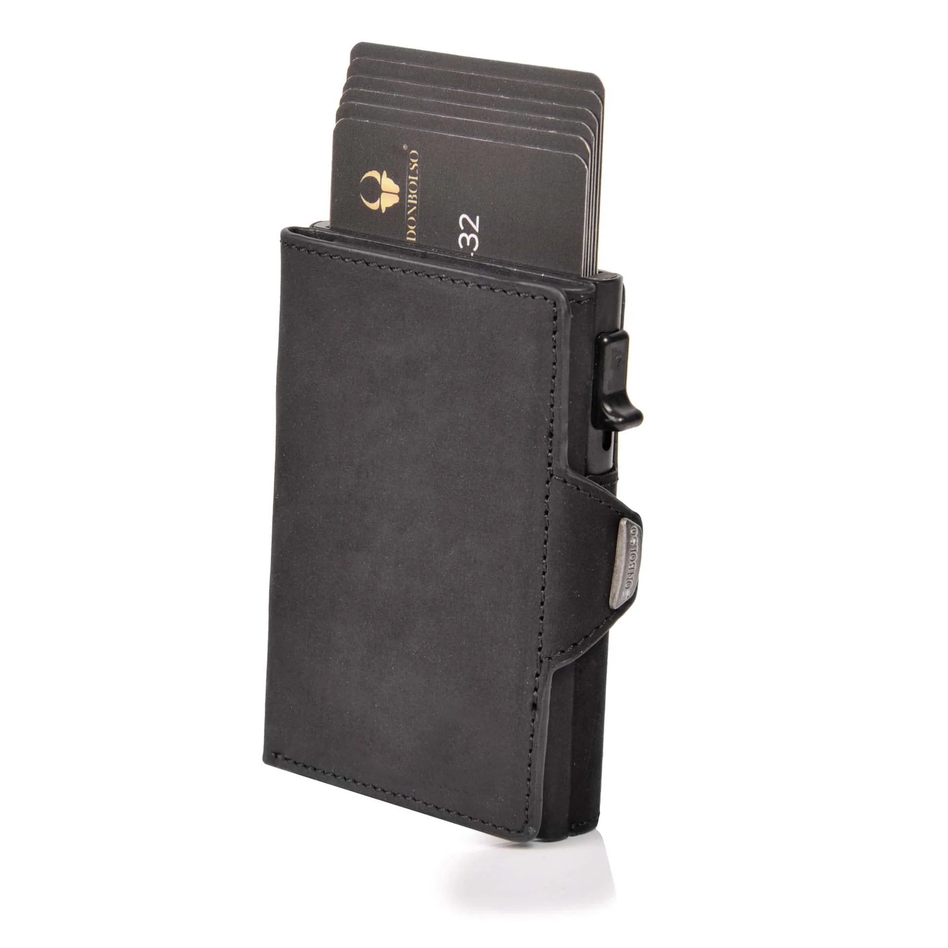Wallet Cards Holder Metal Leather Automatic Pop Up Box Men Purse Multi-card Position Large Capacity Card Clip Portable