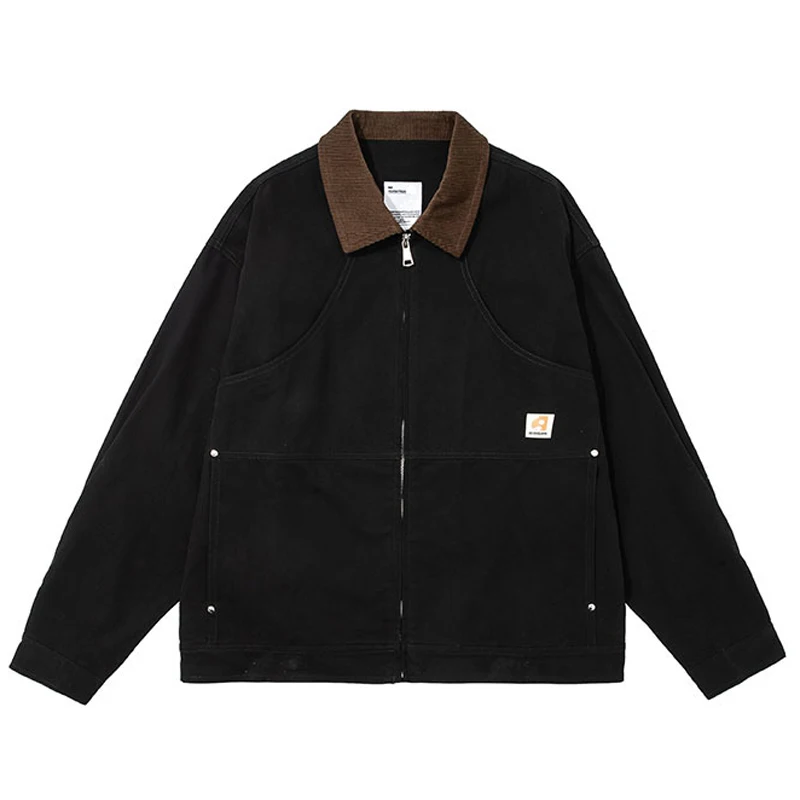 Мужская промытая куртка в американском ретро стиле однотонная Повседневная