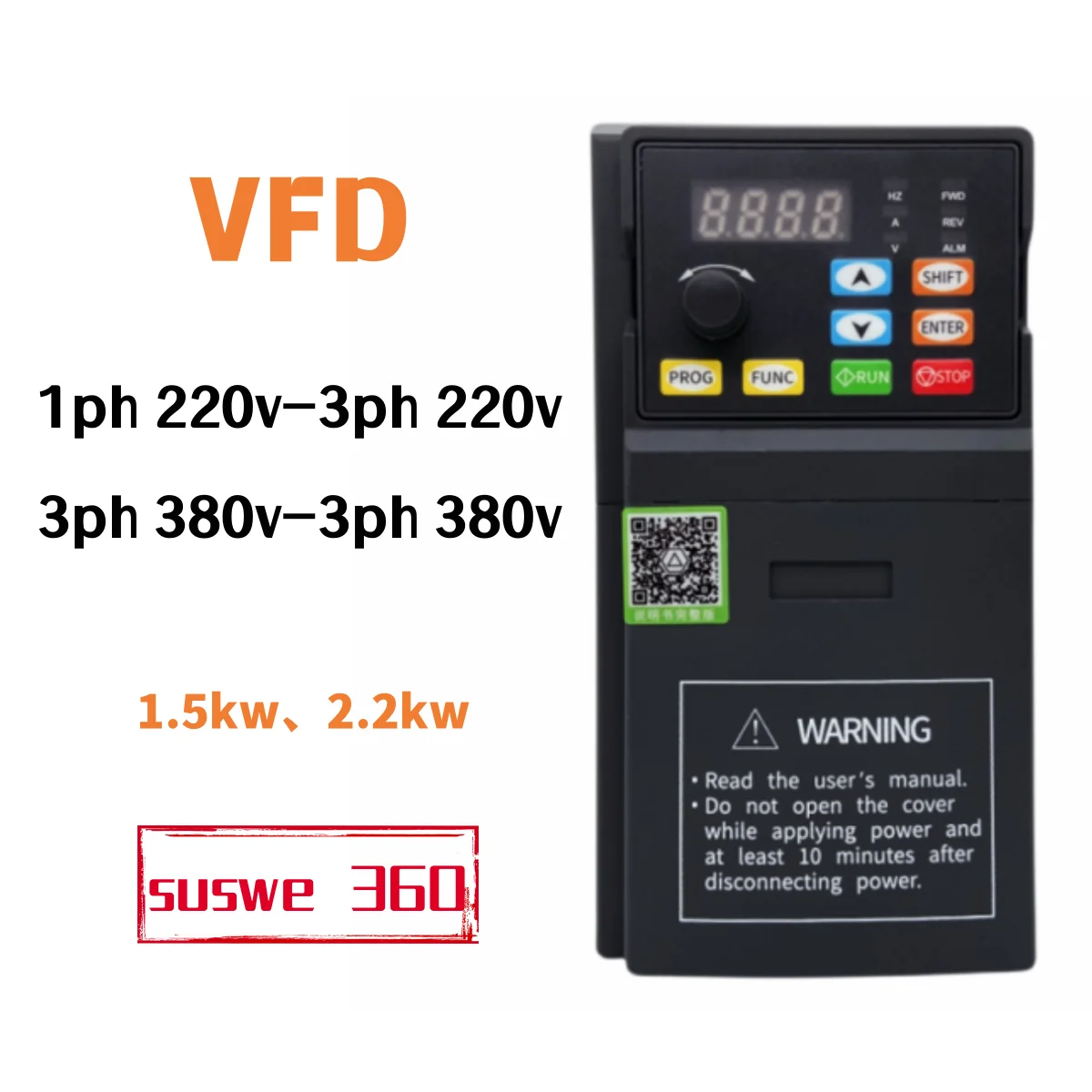 

VFD Inverter VFD 0.75KW1.5KW2.2KW Frequency Inverter 1P 3P 220V 380V Output Frequency Converter Variable Frequency Drive SUSWE