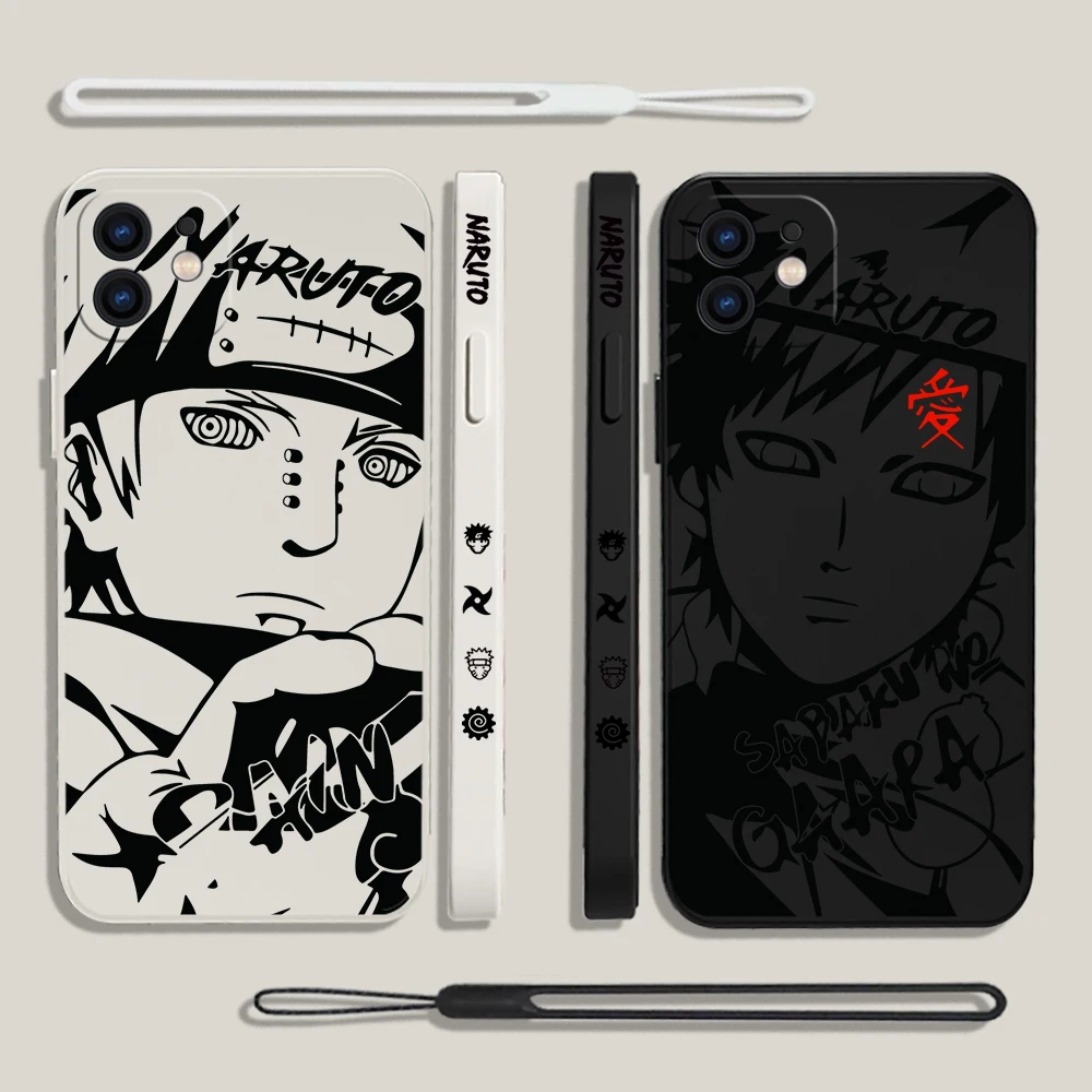 

Anime Narutoes Pain Sabaku No Gaara Phone Case For iPhone 14 13 12 11 Pro Mini X XR XS MAX 8 Plus Silicone Cases with Hand Strap