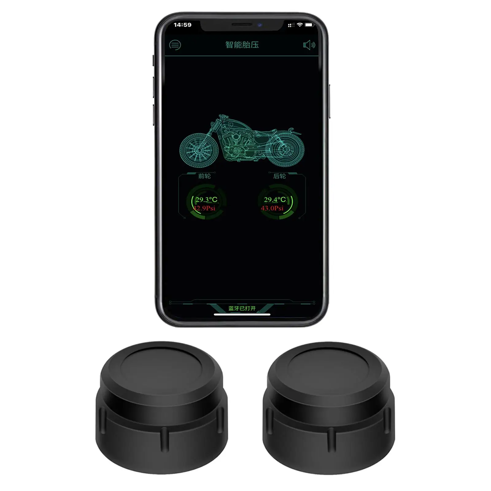 

2Pcs Bluetooth Motorcycle Tire Pressure Monitoring Real Time