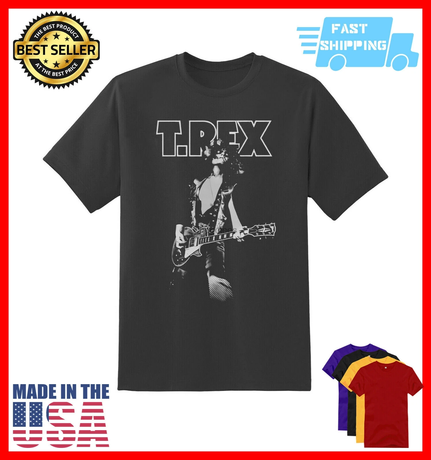 T. Футболка REX Марк Болан блестящая рубашка винтажная унисекс черная размер S-5XL |