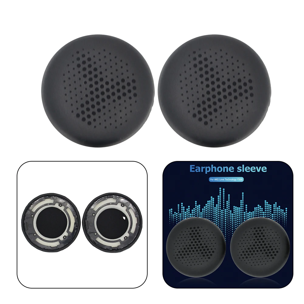

Ear Pads Ear Cushions Protein Leather Replacement Solf 2 Pcs/set 6*6*2cm Accessories Black For Akg Y500 Headphones