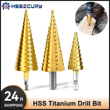 HSS Titanium Drill Bit 4-12 4-20 4-32 Straight Groove Step Drill Wood Power Metal High Speed Steel Hole Cutter Step Cone Drill