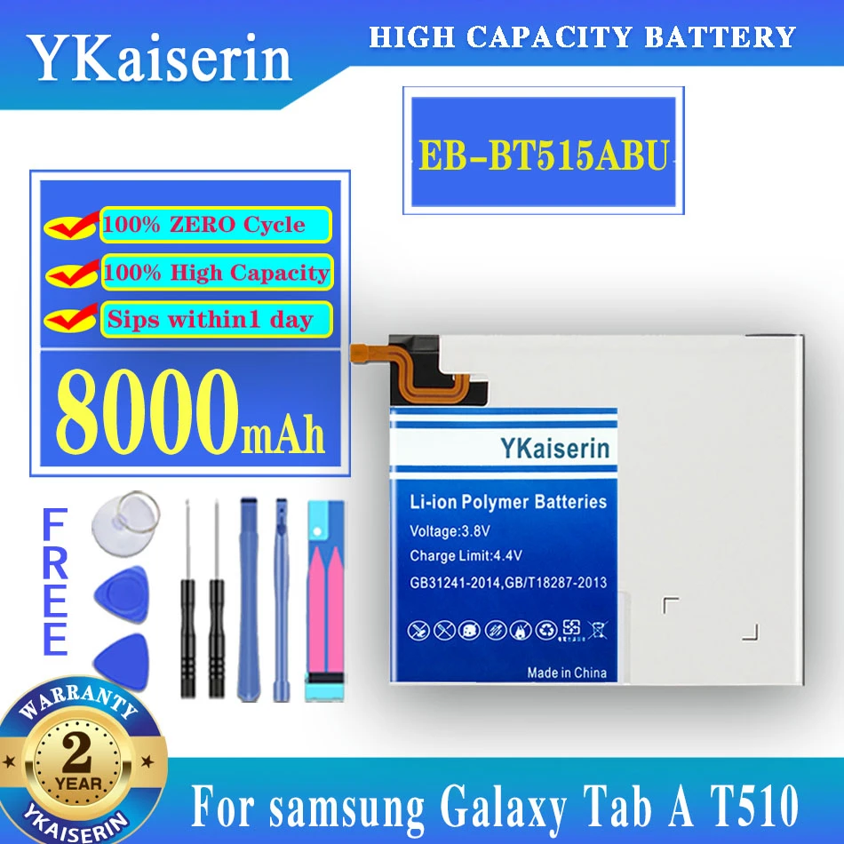 

YKaiserin Replacement for Samsung Battery EB-BT515ABU for Samsung Galaxy Tab A T510 TabA T510 Tablet Battery 8000mAh + Free Tool