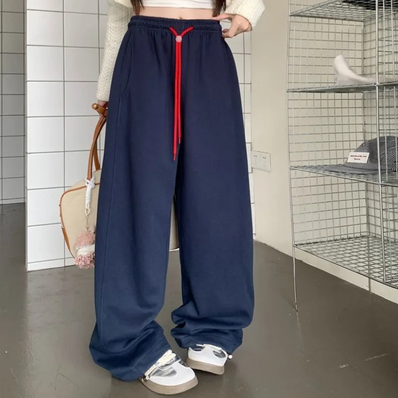 Deeptown Y2k Baggy Casual Sweatpants Woman Korean Popular Basic Wide Leg Grey Sports Pants Joggers Autumn New Essentials Trouser