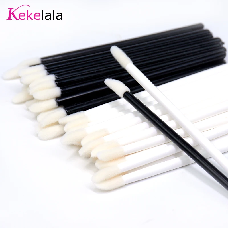 100Pcs/Lot Disposable Mascara Wand Micro Eyelash Cleaning Brushes Lash Extension Silicone Lip Spoolies With Lashes Bag Wholesale images - 6