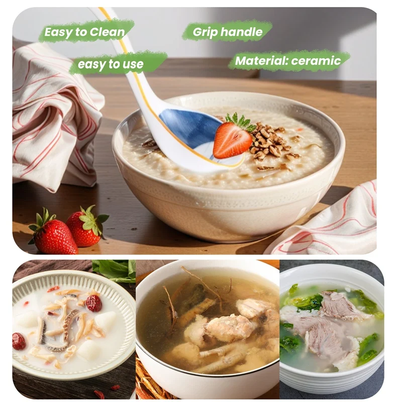 Керамические ложки для супа набор японских суповых ложок с длинной ручкой