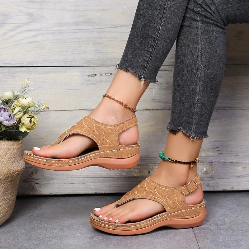 

Summer Oxford Women Sandals Flats Slippers Pu Leather Flip Flops Belt Buckle Female Shoes 2023 New Rome Fashion Women Slides