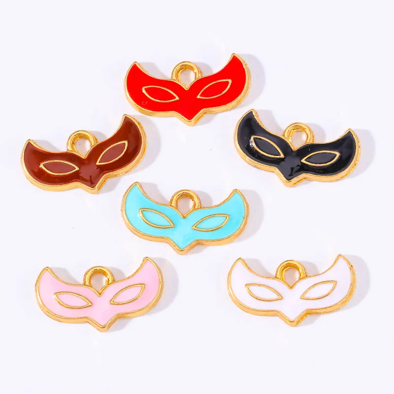 

10Pcs/Lots Alloy Drip Enamel Fox Mask Pendants Prom Party Earrings Bracelets Necklaces Jewellery Accessories DIY Craft Supplies