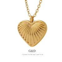 gd vintage elegant heart pendant necklace minority love necklace stainless steel gold color jewelry for women anniversary gift