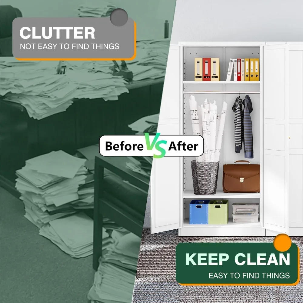 Шкаф-гардероб шкафчик 72 дюйма металлический шкаф для хранения с регулируемыми