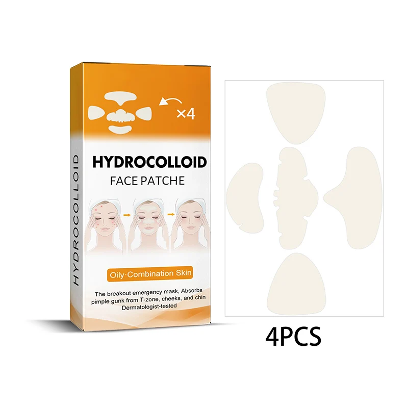 

4 Sheets Hydrocolloid Face Patches Stickers for Face Skin Acne Spot Pimple on Nose Chin Forehead Cheeks Treatment Beauty